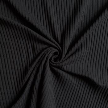 Preview: Breitcord Rippjersey Baumwolle Schwarz | Meterware